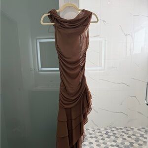 NBD Brown Sheer Maxi Dress